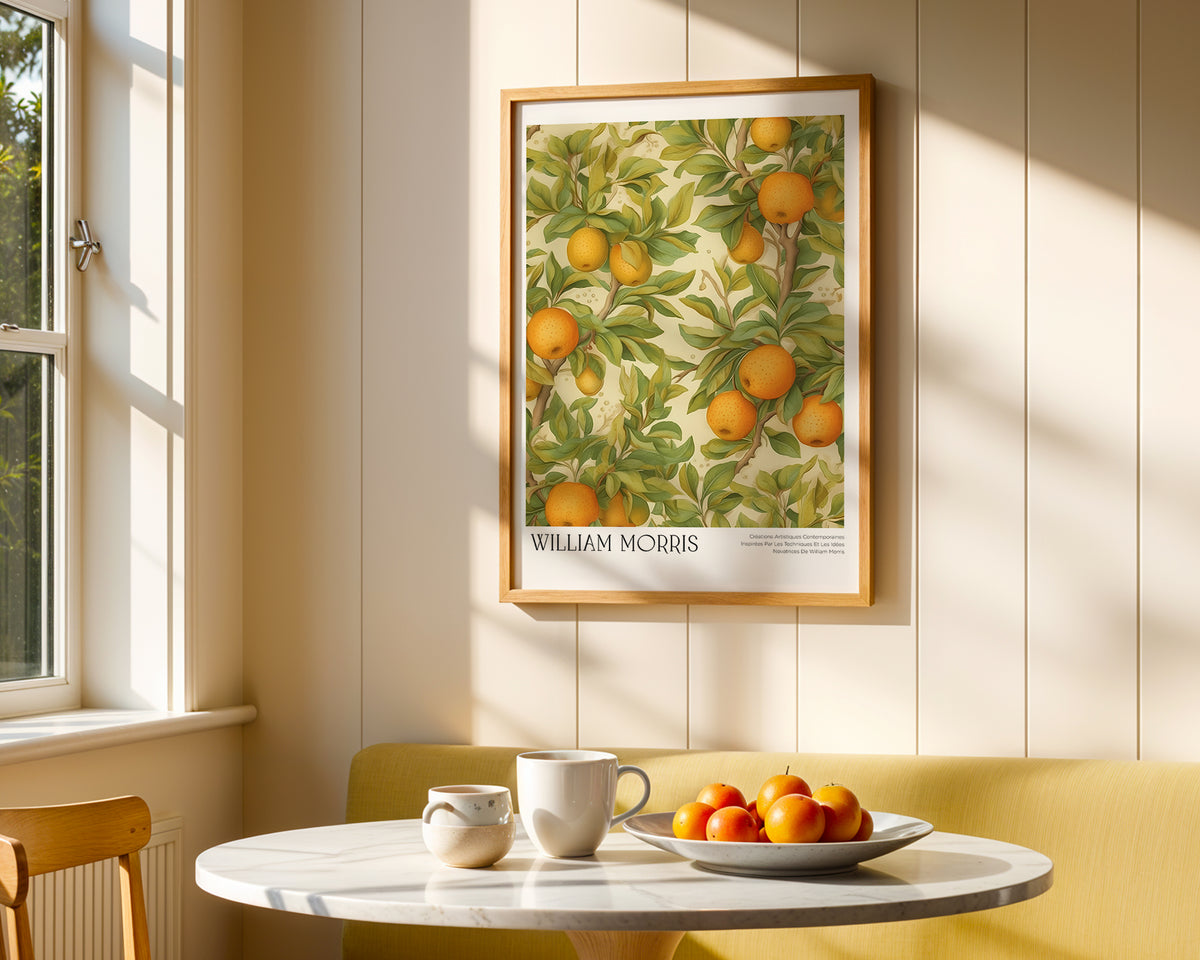 Mockup av William Morris Golden affisch på vägg – köp enkelt hos Bozetto i hög kvalitet