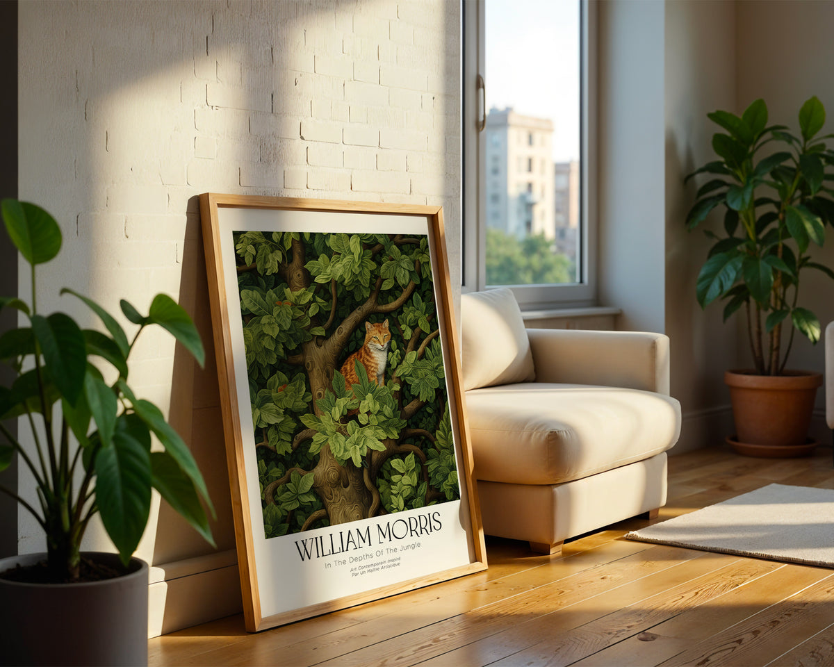 William Morris Hidden Fox poster visualiserad på vägg – från Bozetto i hög kvalitet
