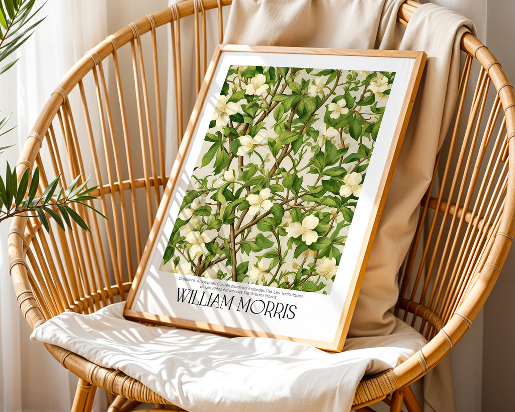 Mockup av William Morris Ivory affisch på vägg – köp enkelt hos Bozetto i hög kvalitet