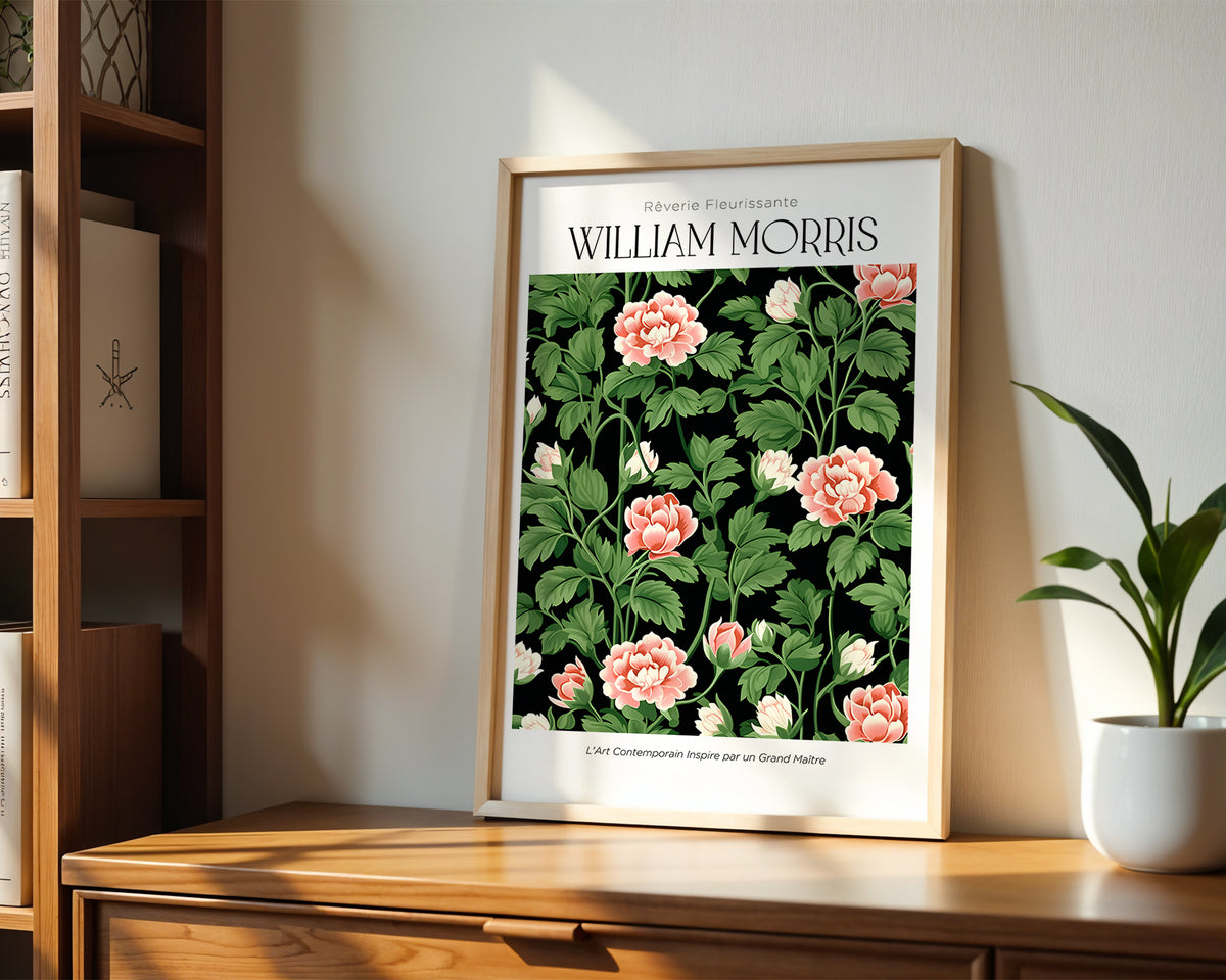 William Morris Rose Garden poster visualiserad på vägg – från Bozetto i hög kvalitet
