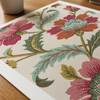 William Morris Chrysanthemum Cotton Print Poster – närbild på papper