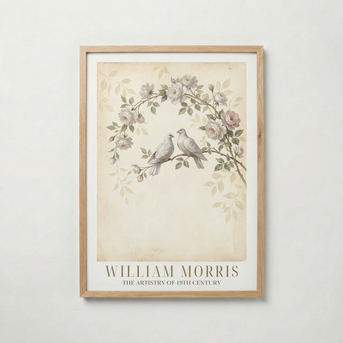 William Morris Doves Among White Roses Poster – ekram