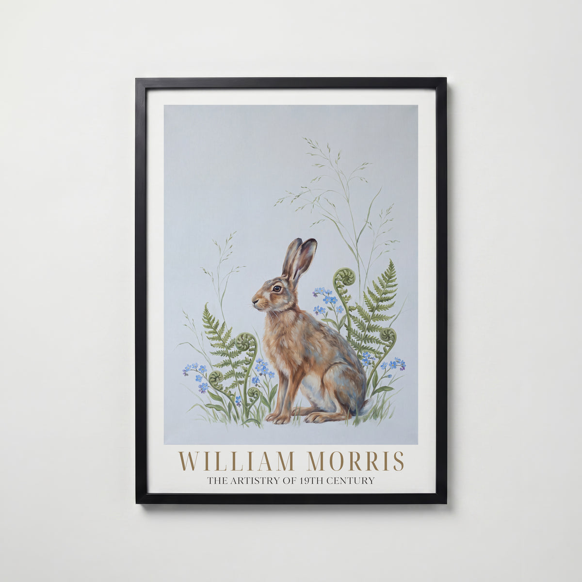 William Morris Hare Among Ferns and Forget-Me-Nots Poster – svart ram