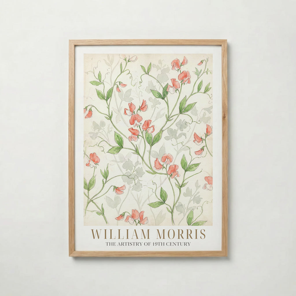 William Morris Sweet Pea Watercolour Study Poster – ekram