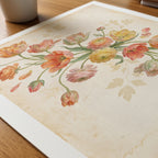 William Morris Tulips and Ranunculus Poster – närbild på papper
