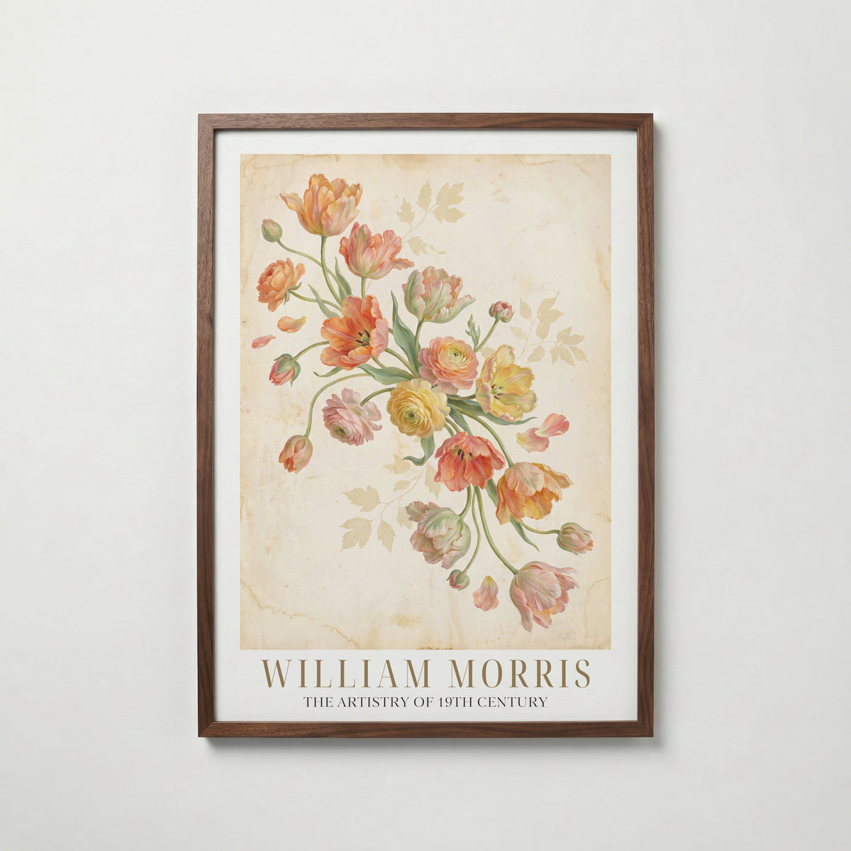 William Morris Tulips and Ranunculus Poster – valnötsram