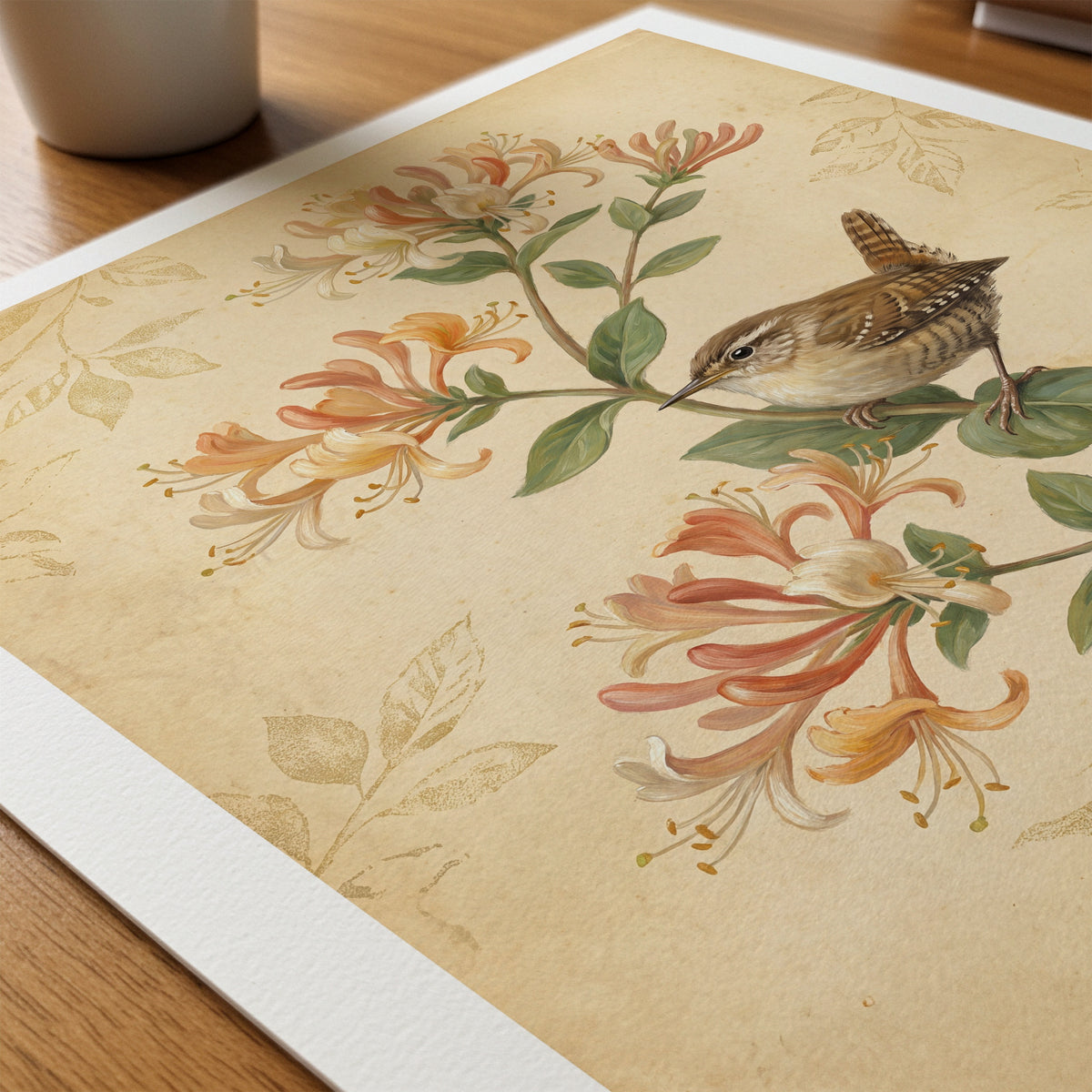 William Morris Wren in the Woodbine Poster – närbild på papper