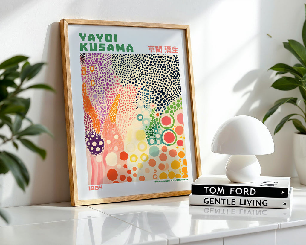 Affischmockup för Yayoi Kusama Color Dots – köp enkelt hos Bozetto i hög kvalitet