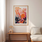 Yayoi Kusama Coral Bloom Reverie affisch på neutral bakgrund – poster från Bozetto