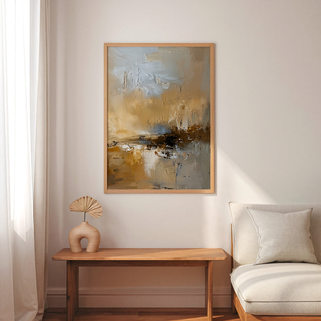 Amber Drift Poster – abstrakt tavla på vägg i stilren miljö, fri frakt över 499 kr