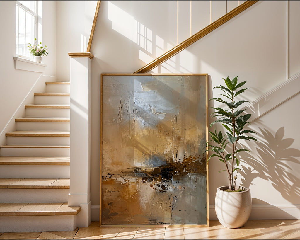 Amber Drift Poster – abstrakt motiv ovanför möbel, tryckt i Sverige