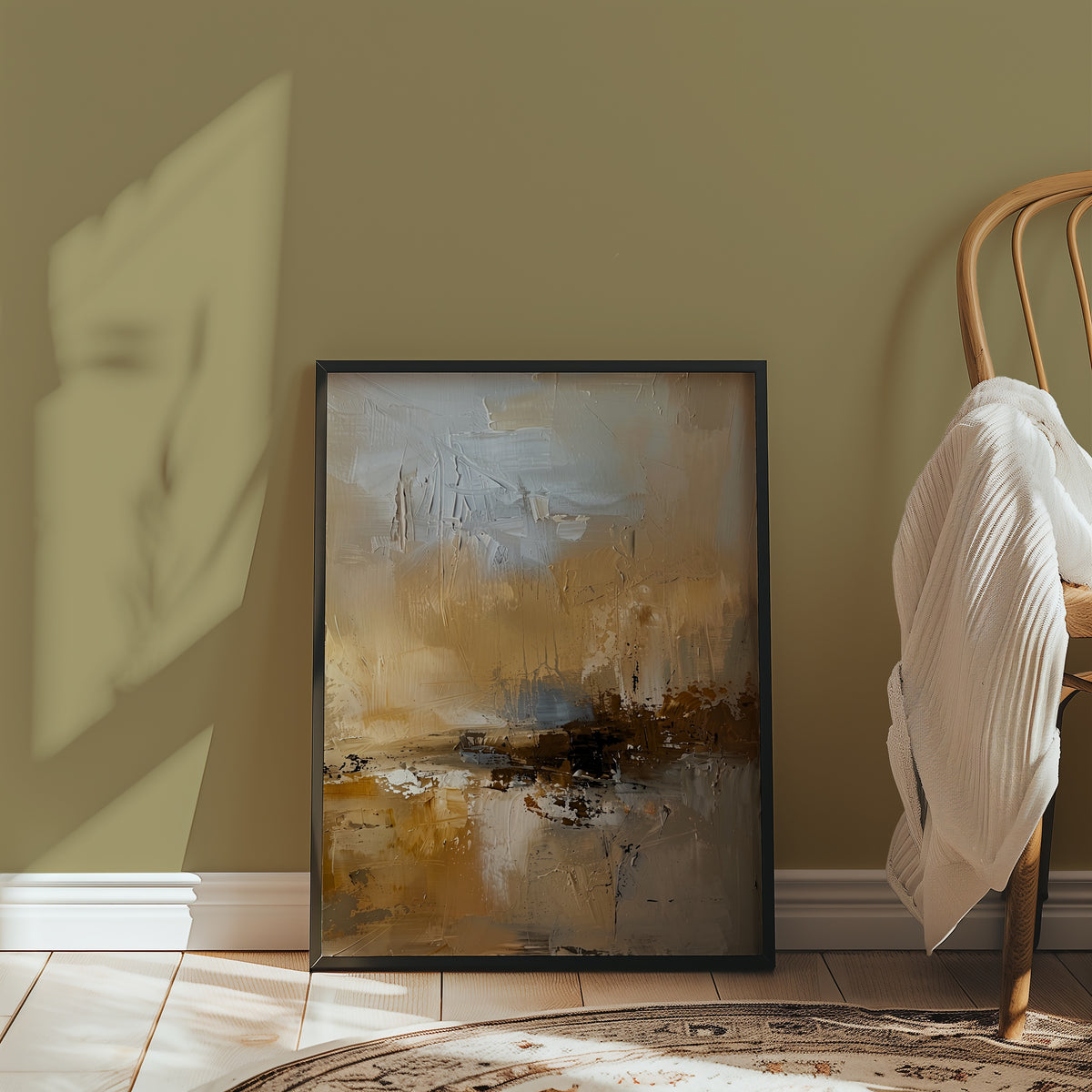 Amber Drift Poster – taktil abstrakt tavla i hemmiljö, fri frakt över 499 kr