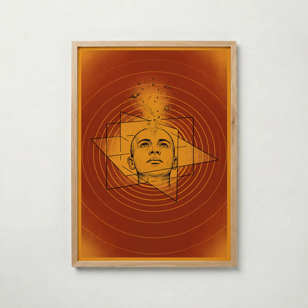 Celestial Mind Poster i ekram, mediterande huvud, tryckt i Sverige