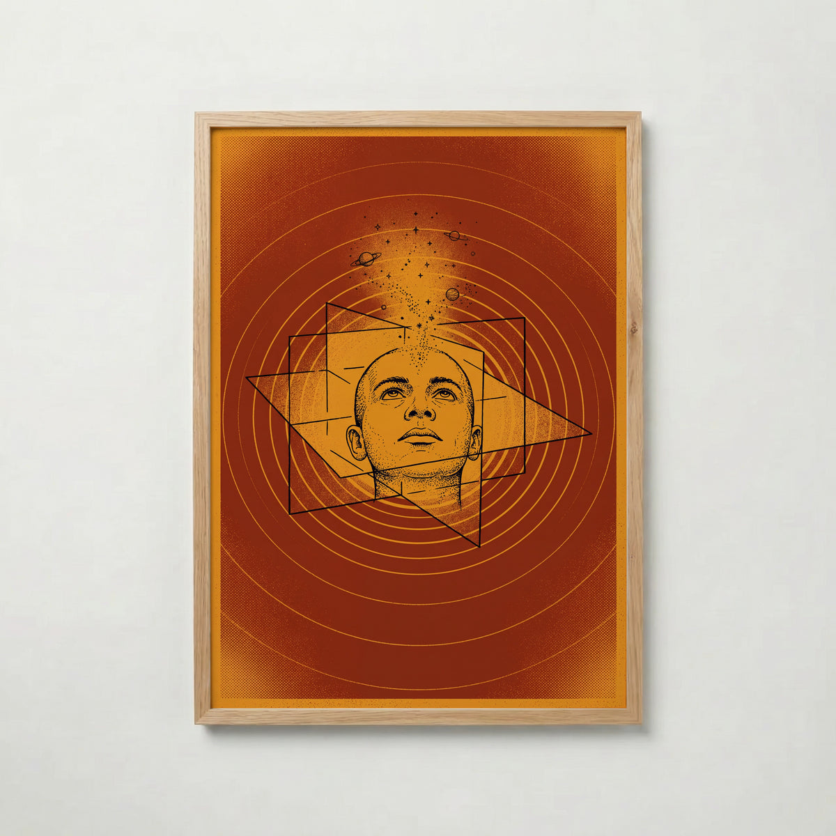 Celestial Mind Poster i ekram, mediterande huvud, tryckt i Sverige