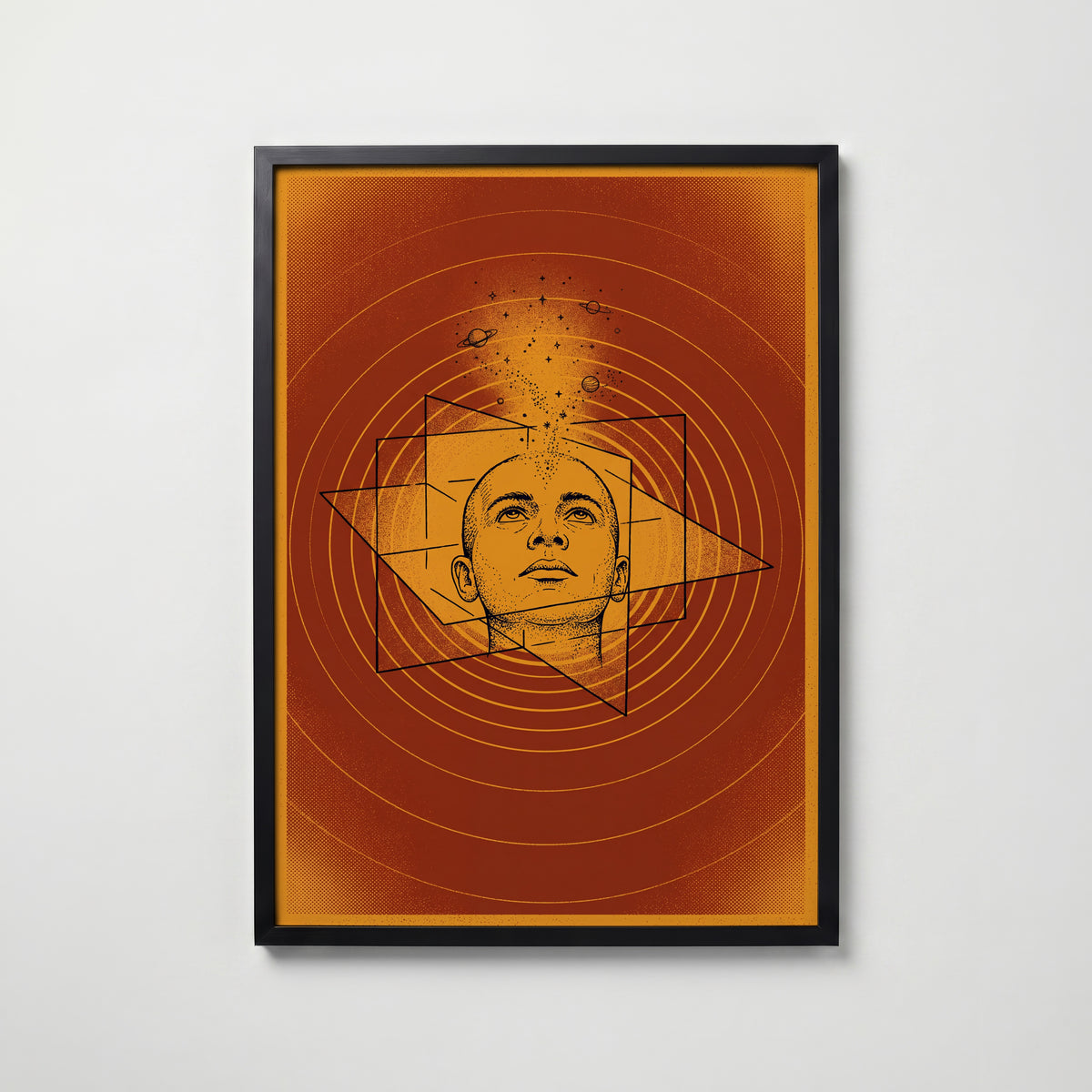 Celestial Mind Poster i svart ram, bränd terrakotta väggkonst från Bozetto