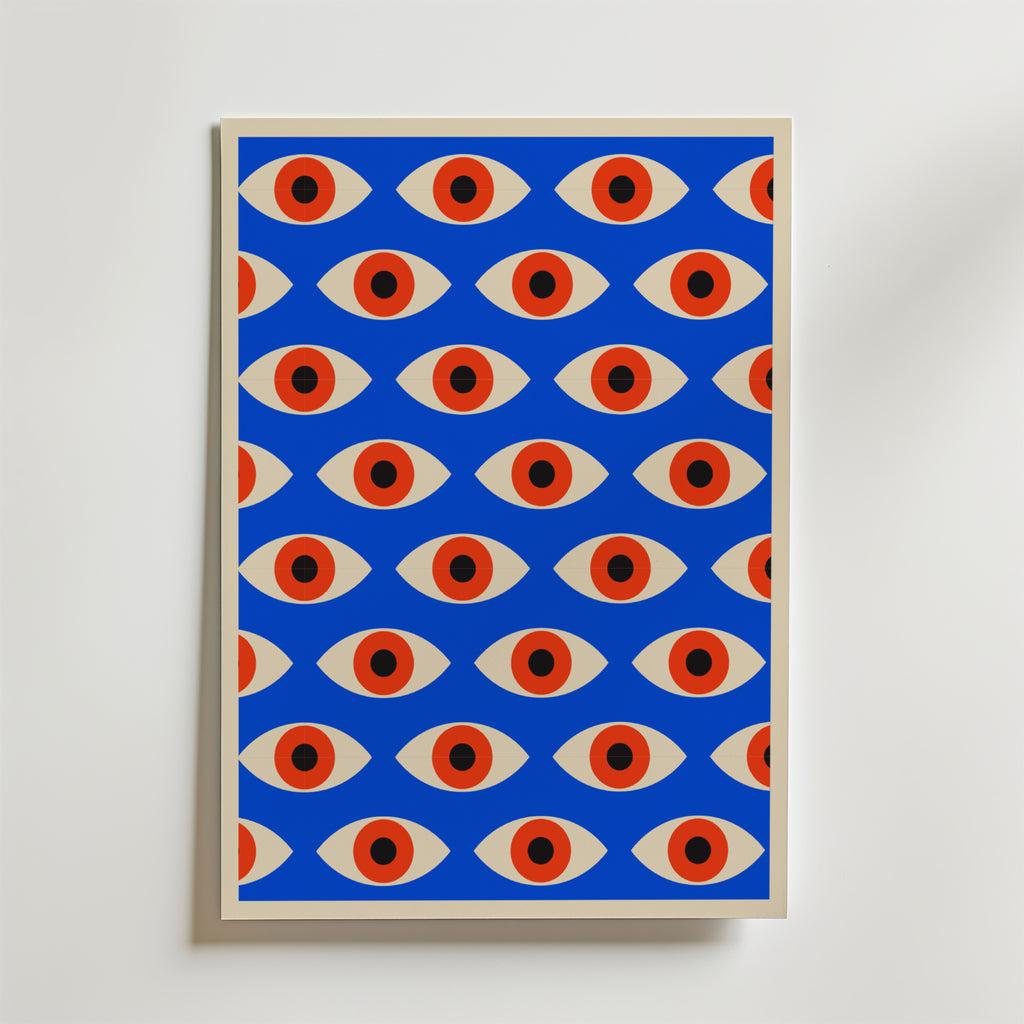 Bauhaus Pattern Eyes – stilfullt konsttryck från Bozetto, tryckt på matt finpapper