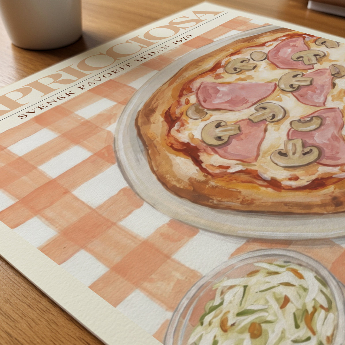 Capricciosa Pizza affisch som tryck på skrivbord – Bozetto
