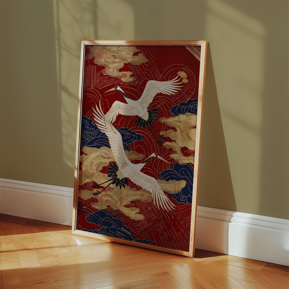 Crimson Cranes Poster – i rum 1