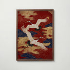 Crimson Cranes Poster – valnötsram