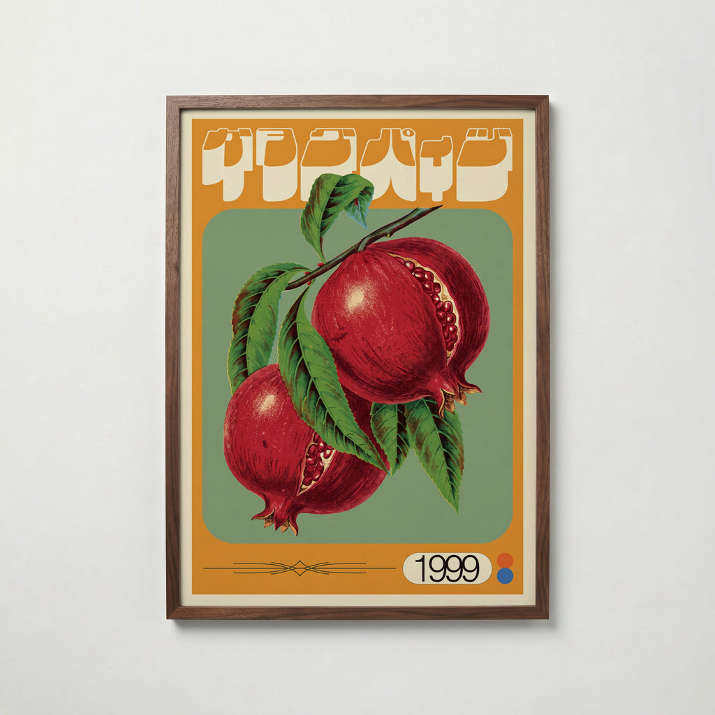 Crimson Orchard Poster – granatäpplen i valnötsram, fri frakt över 499 kr