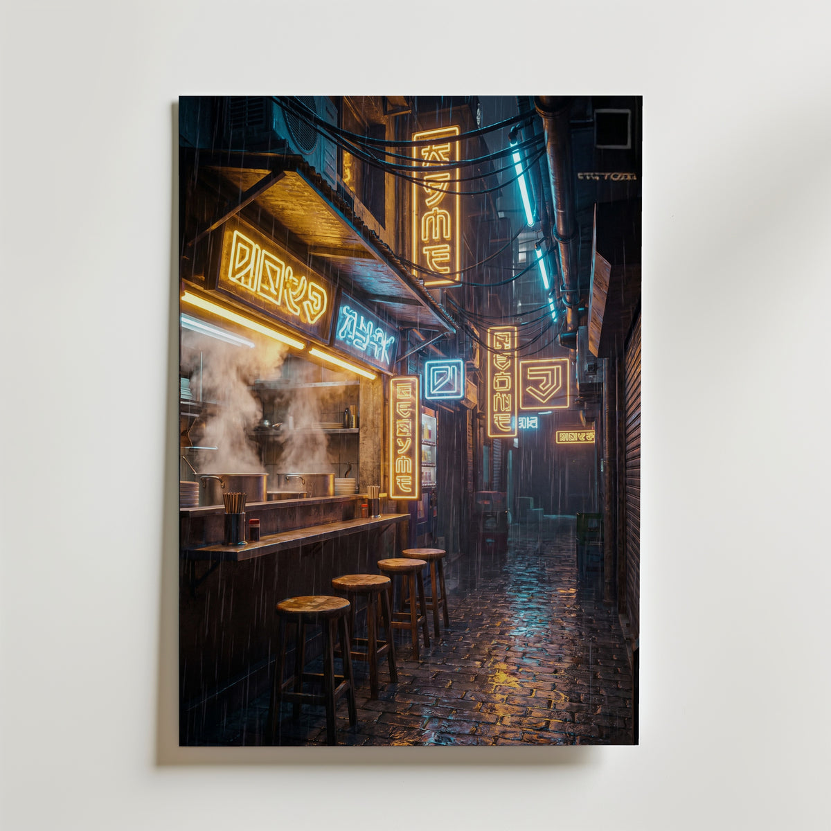 Neon Alley Poster – canvas utan passepartout