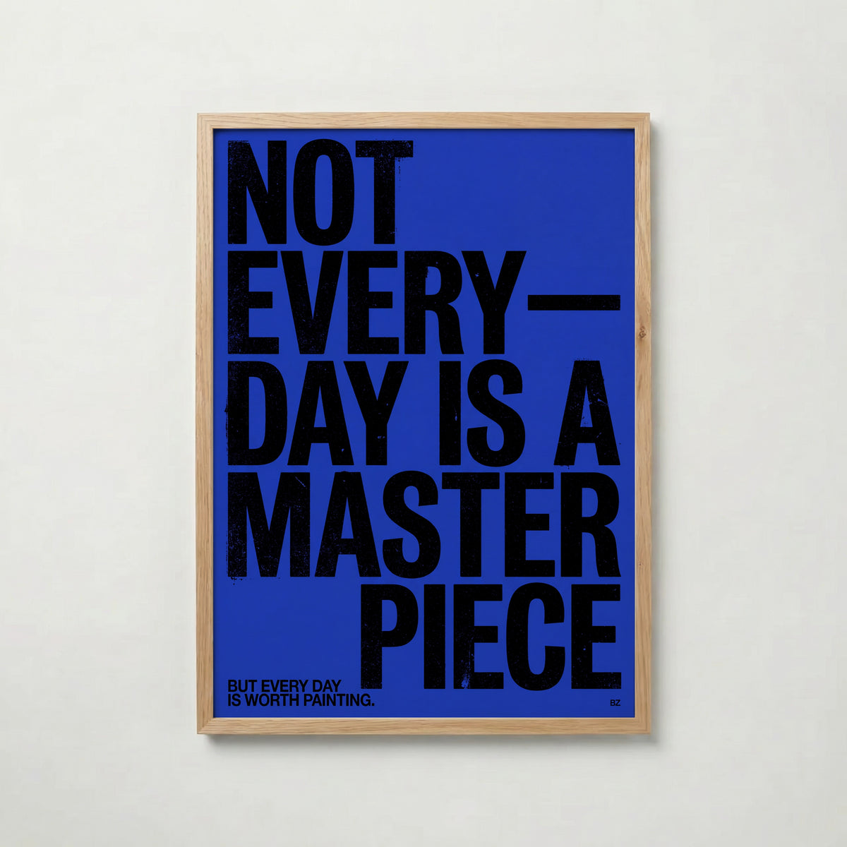 Find Meaning – blå typografisk affisch i ekram, leverans 1–3 dagar från Bozetto