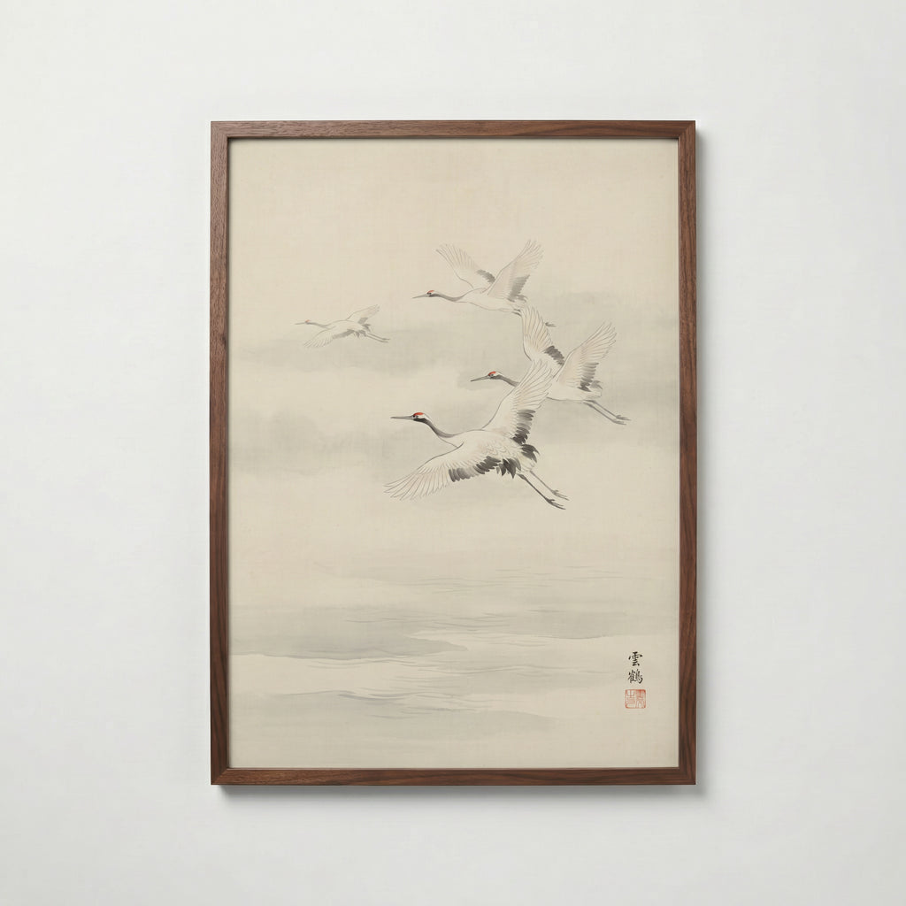 Flying Cranes Poster – valnötsram