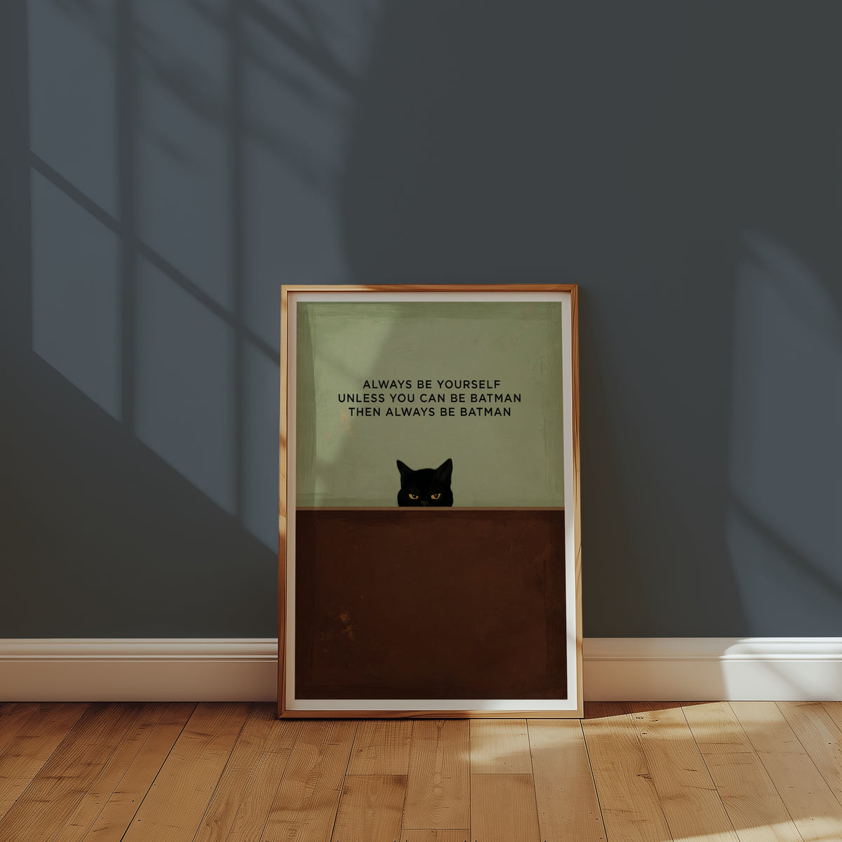 Funny Cat Quote affisch i miljöbild på vägg – Bozetto konsttryck i hög kvalitet