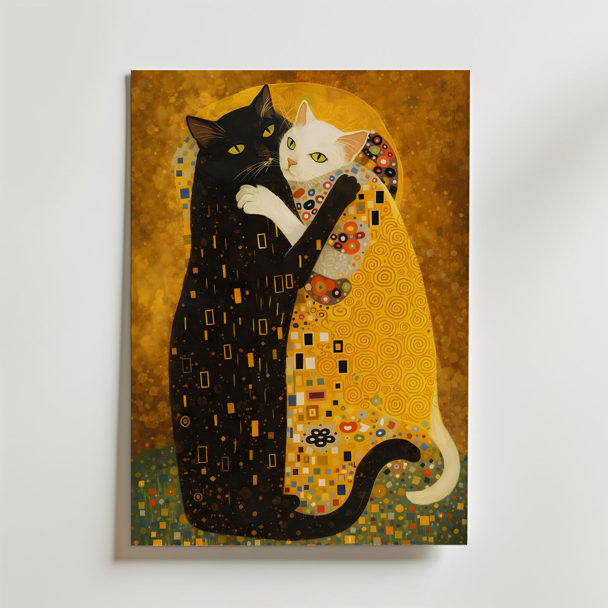 Gustav Klimt Golden Embrace Cats Poster – utan passepartout