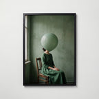 Green Balloon Poster i svart ram, tryckt i Sverige