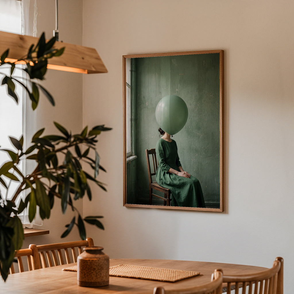 Green Balloon Poster i stilren inredning, premiumtryck från Bozetto