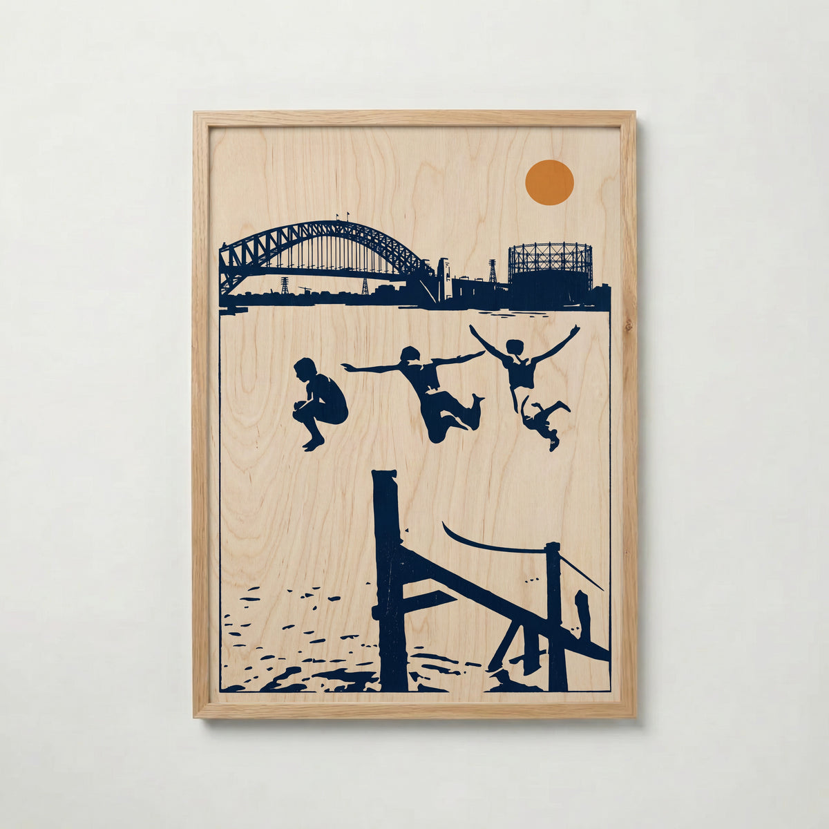 Harbour Leap Poster – hamnmotiv i ekram, leverans 1 till 3 dagar