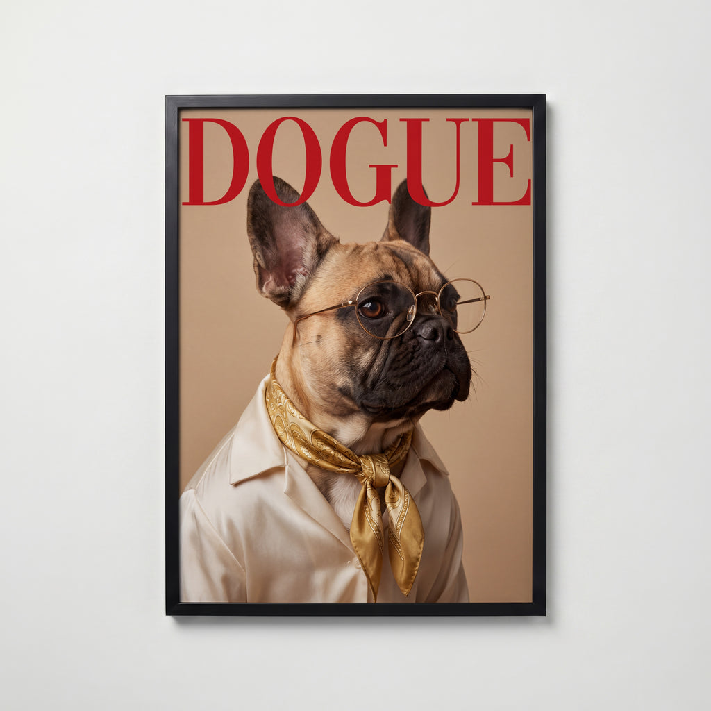 DOGUE husdjursporträtt i svart ram