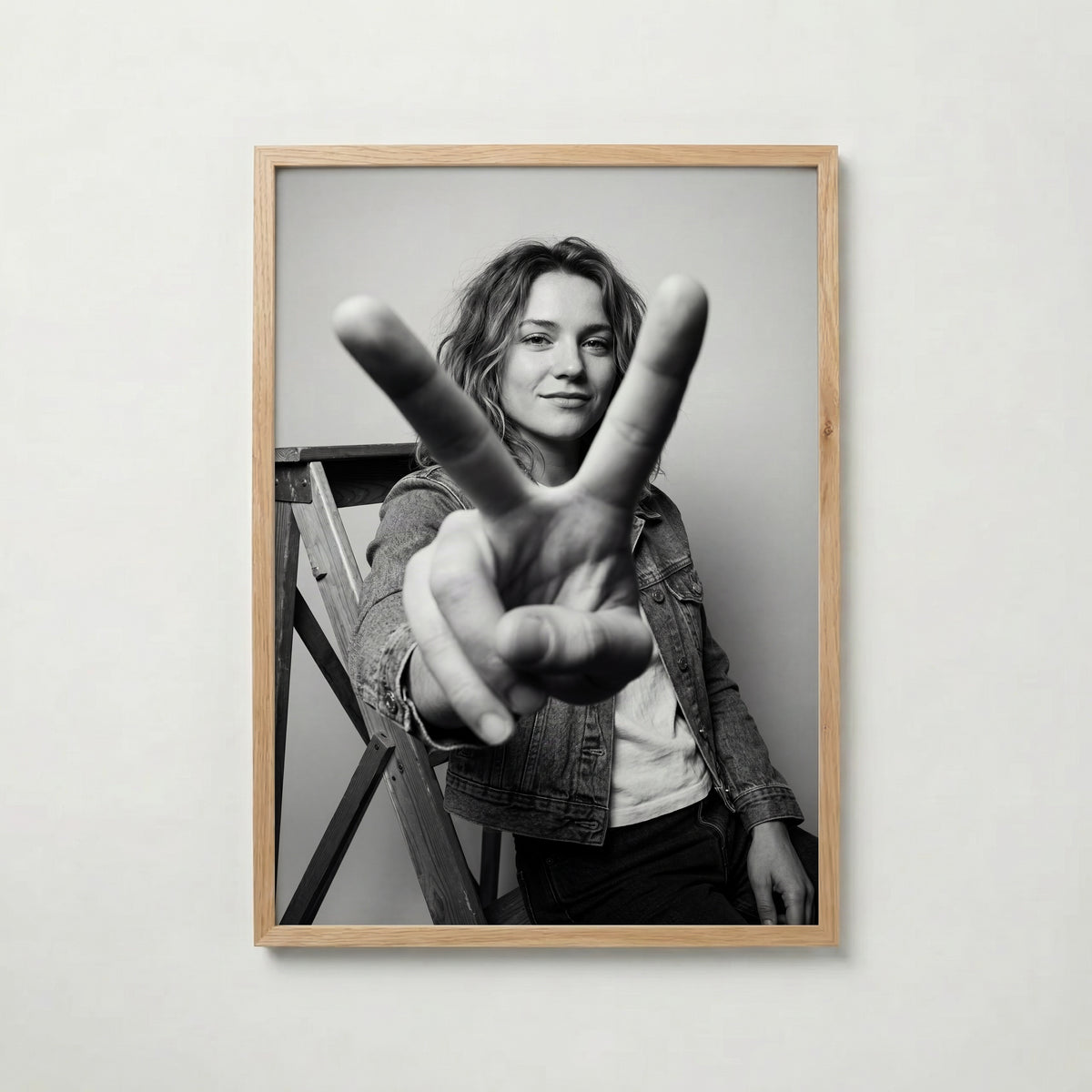 Bold Peace Poster i ekram, kvinna med fredstecken, tryckt i Sverige