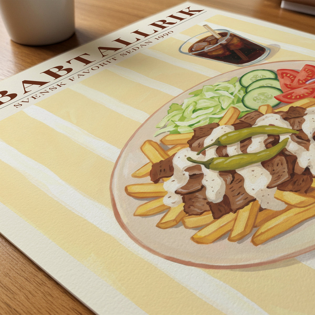 Kebabtallrik poster på skrivbord – Bozetto konsttryck på matt finpapper i hög tryckkvalitet