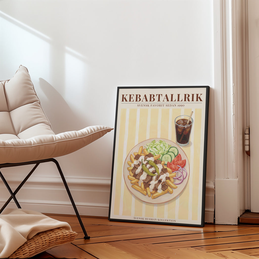 Kebabtallrik poster på vägg i hemmiljö – Bozetto konsttryck i hög tryckkvalitet