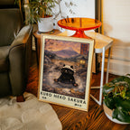 Kuro Neko Sakura Onsen Cat Poster i inrett rum – Bozetto