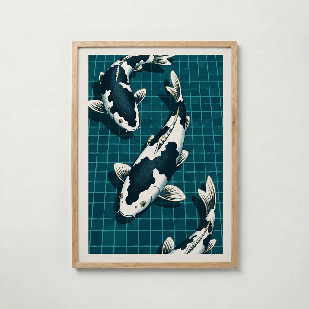 Koi Pool Poster i ekram, premiumtryck från Bozetto