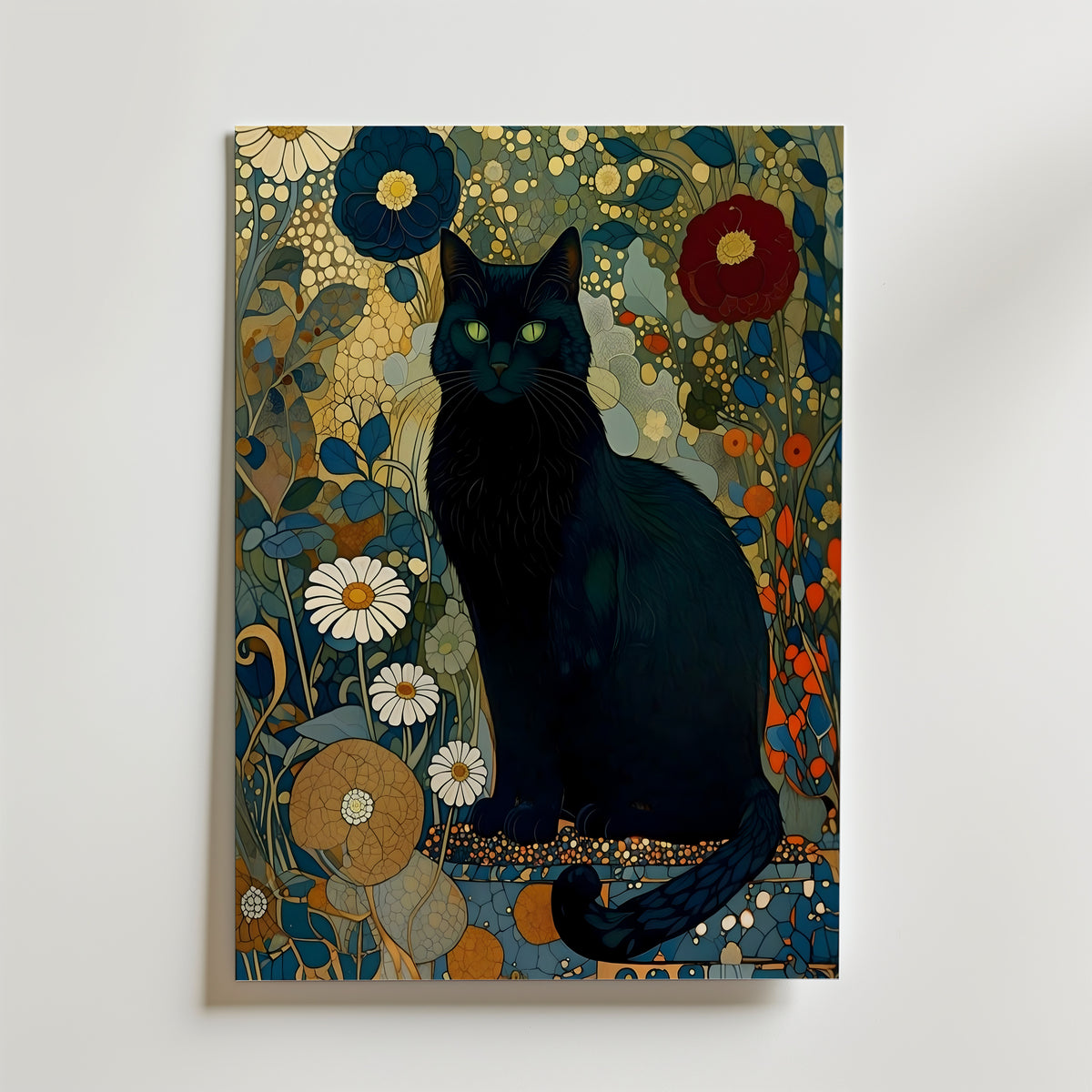 Gustav Klimt Midnight Garden Cat Poster – utan passepartout