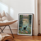 Midnight Reflections Poster med passepartout i ram i inrett rum