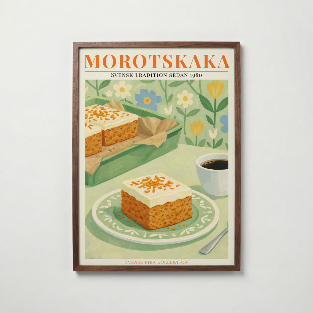 Morotskaka konsttryck på vit bakgrund – elegant Bozetto affisch för hemmet i hög tryckkvalitet