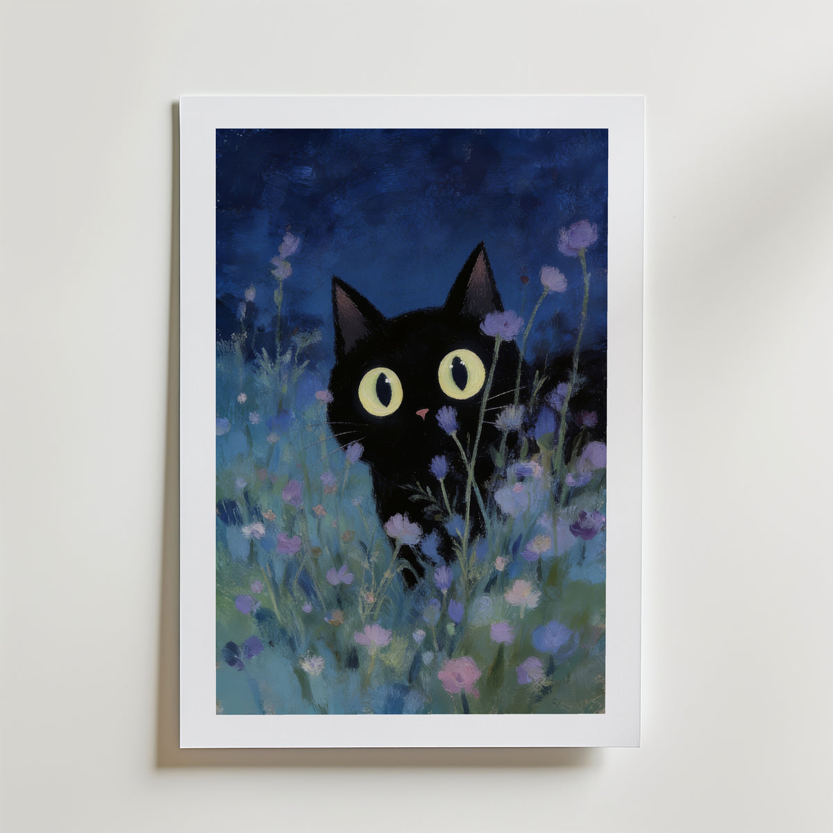 Night Whisper Cat Poster – med passepartout