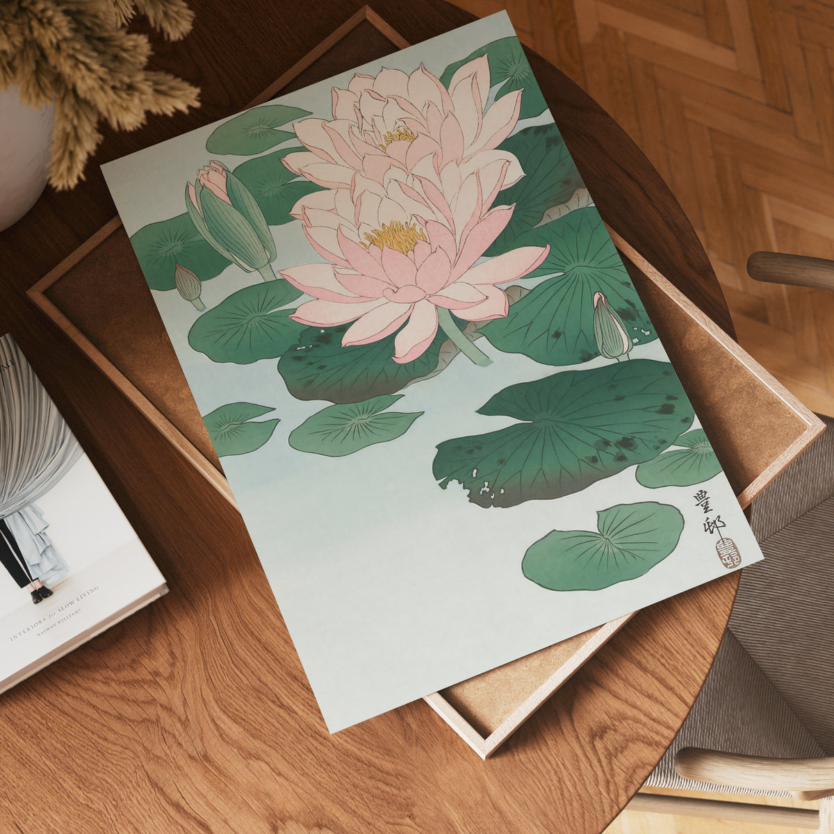 Ohara Koson Lotus Serenity – affisch med stilfullt motiv från Bozetto i hög kvalitet