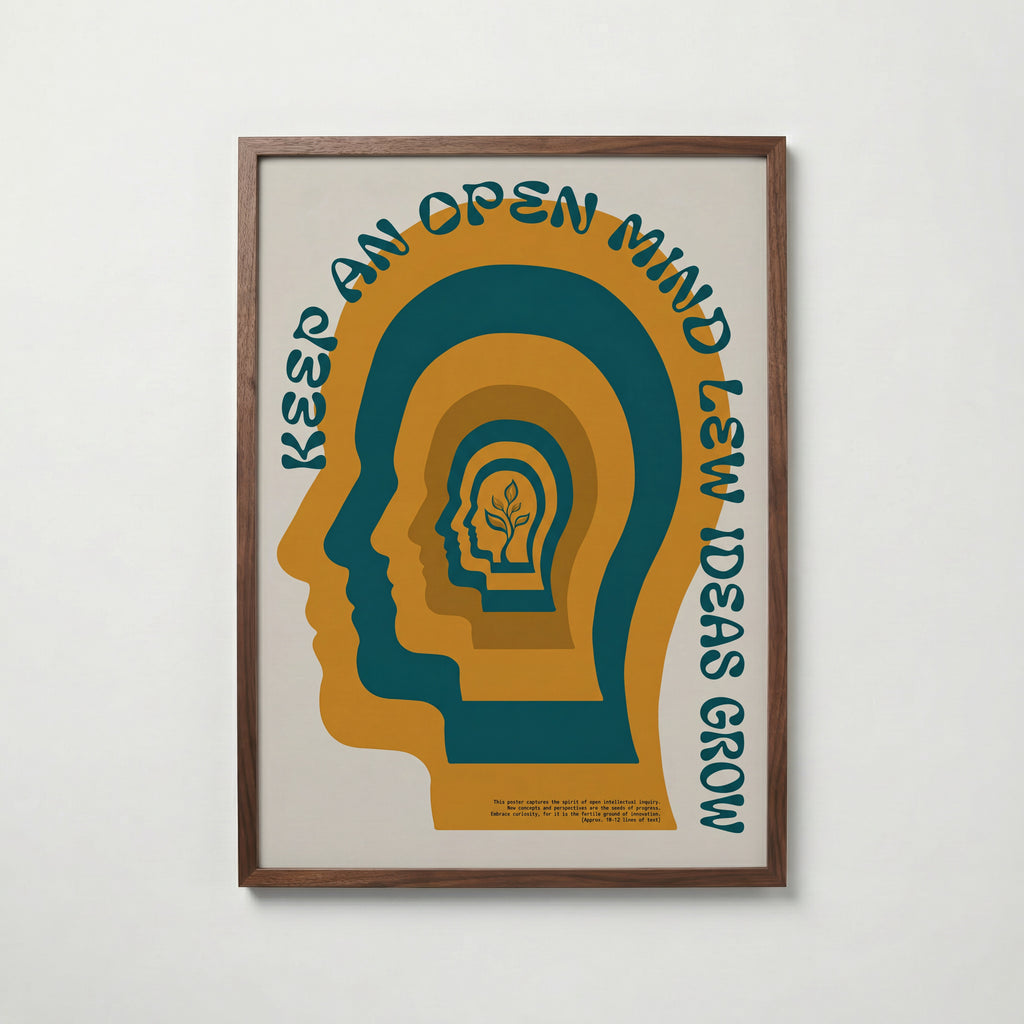 Open Mind Poster i valnötsram, retroinspirerad affisch från Bozetto tryckt i Sverige