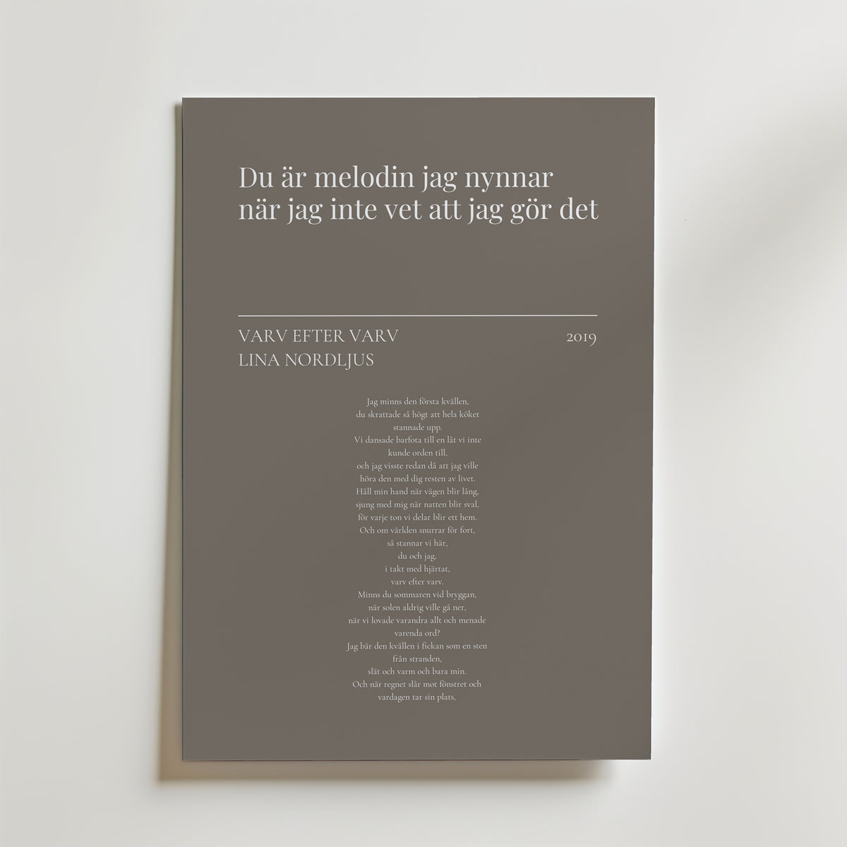 Personlig låttextposter favoritrad mullvad