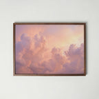 Peach Horizon – molnhimmel i persika och lavendel i valnötsram (WALNUT), liggande affisch från Bozetto