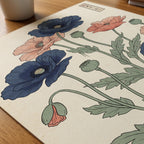 Indigo Poppies Poster – närbild på papper