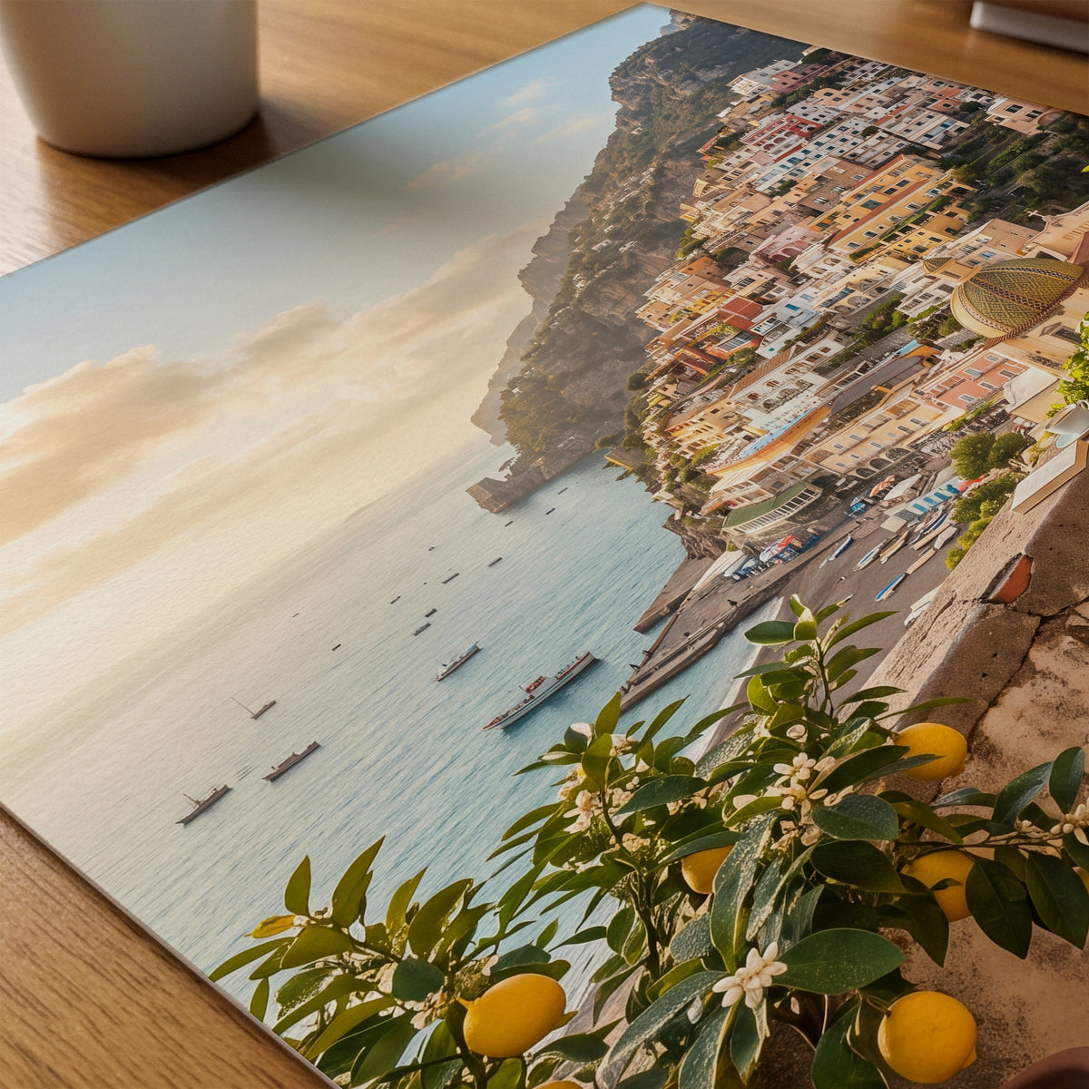 Positano Morgon Poster – närbild på papper