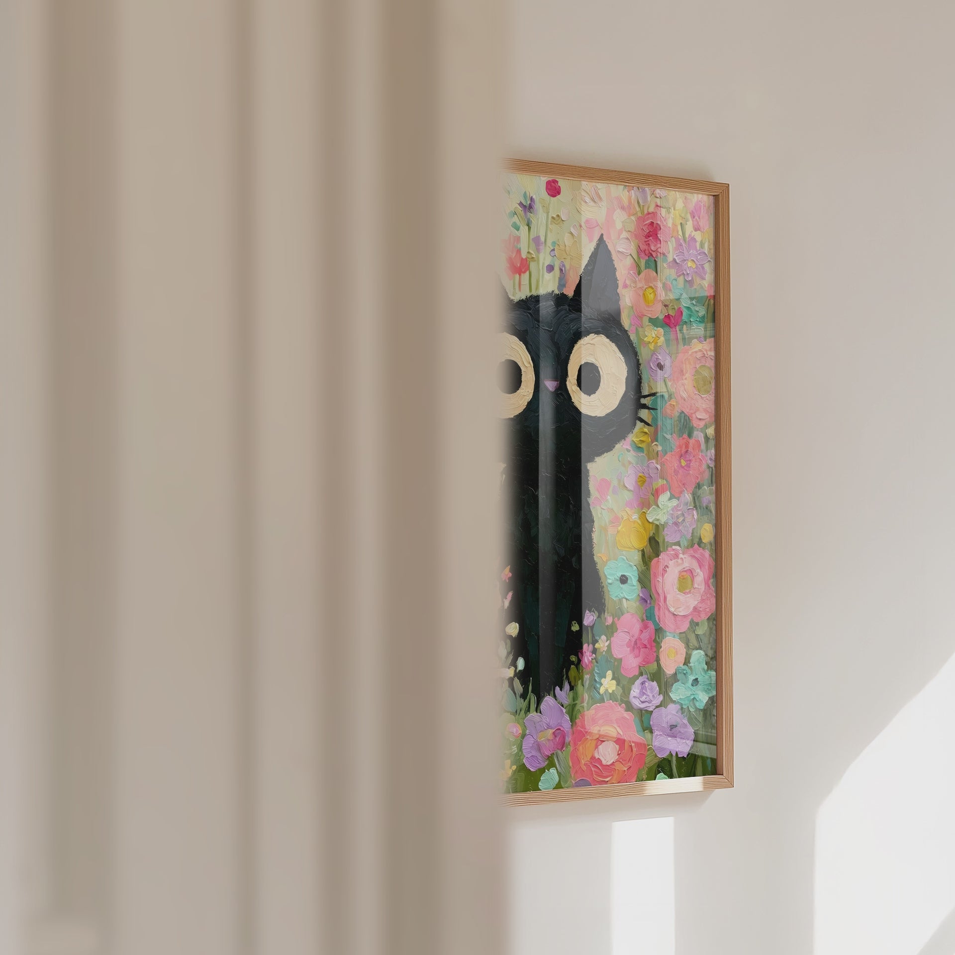 Colorful Cat in Bloom Poster – väggvideo