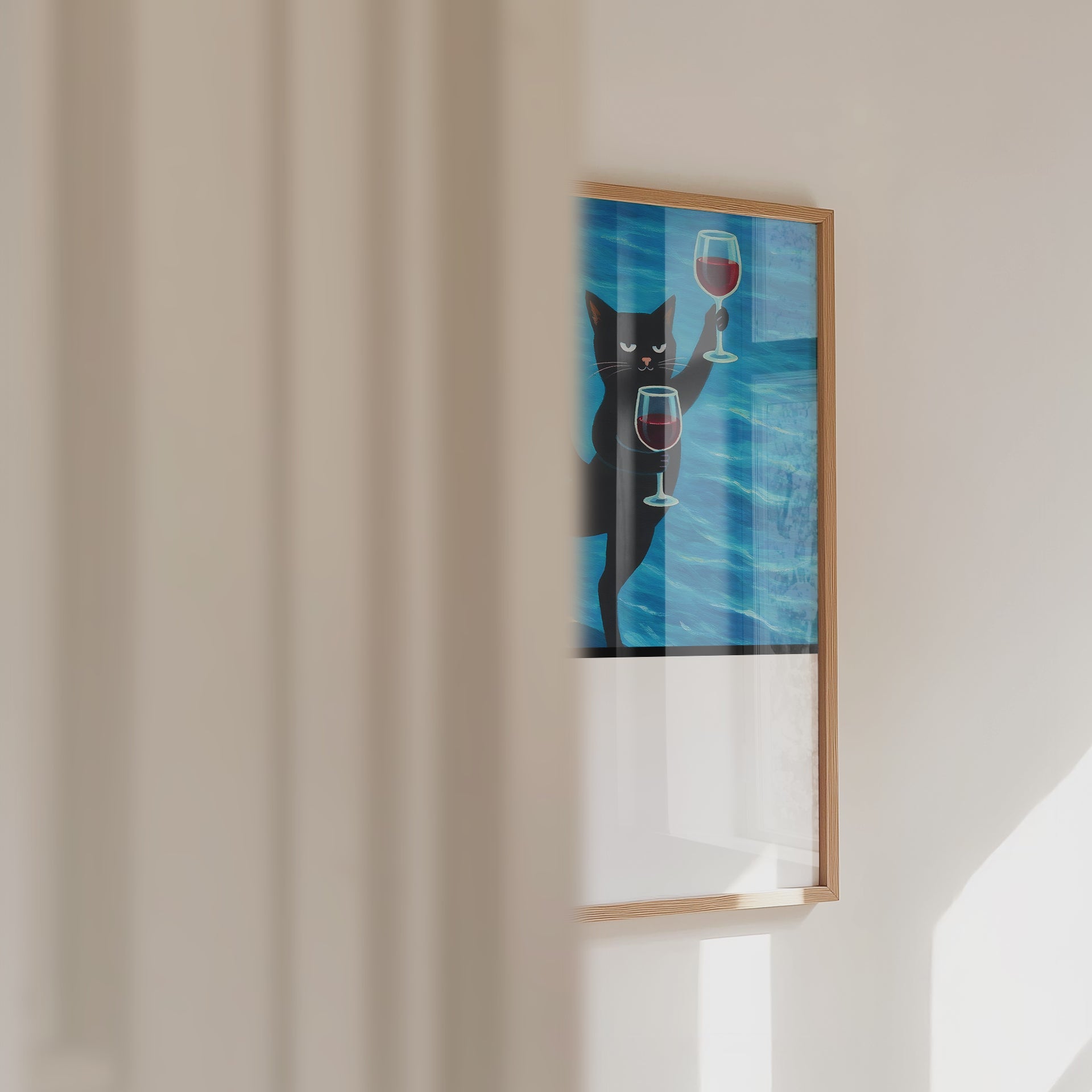 Surfing Wine Cat Poster – väggvideo